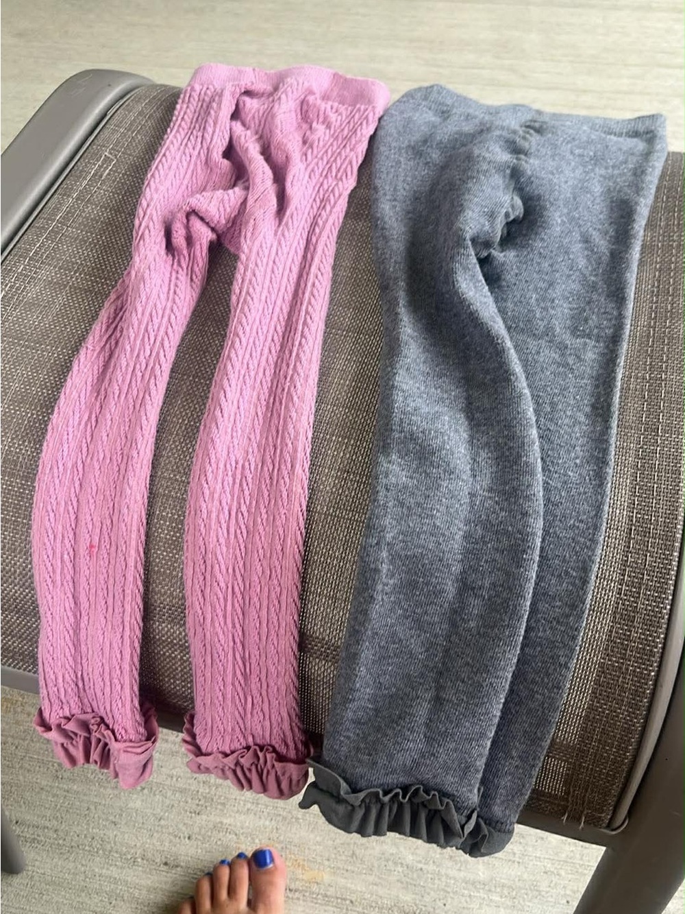 Ruffle Butts Pink and Gray Knit Ruffle Hem Leggings